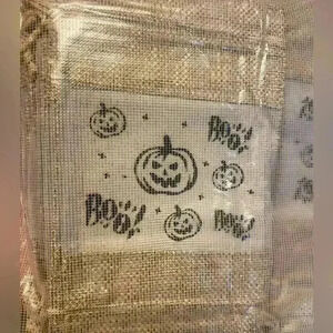 50 PCs Halloween Burlap party favor/treat bags with drawstring NIP 2” w x 6.25 “